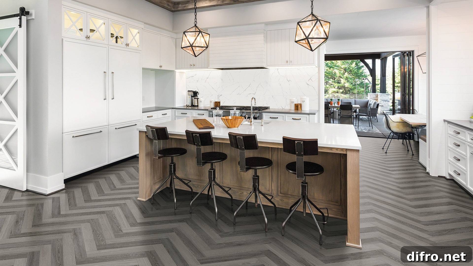 Herringbone Kitchen Floor.