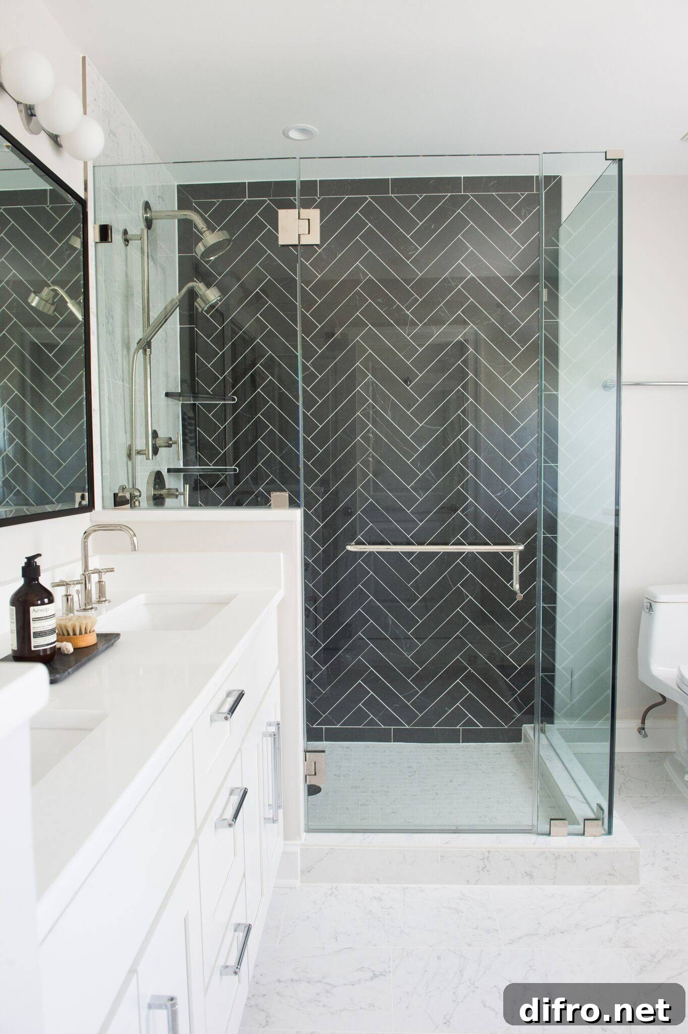 Herringbone Shower Wall.