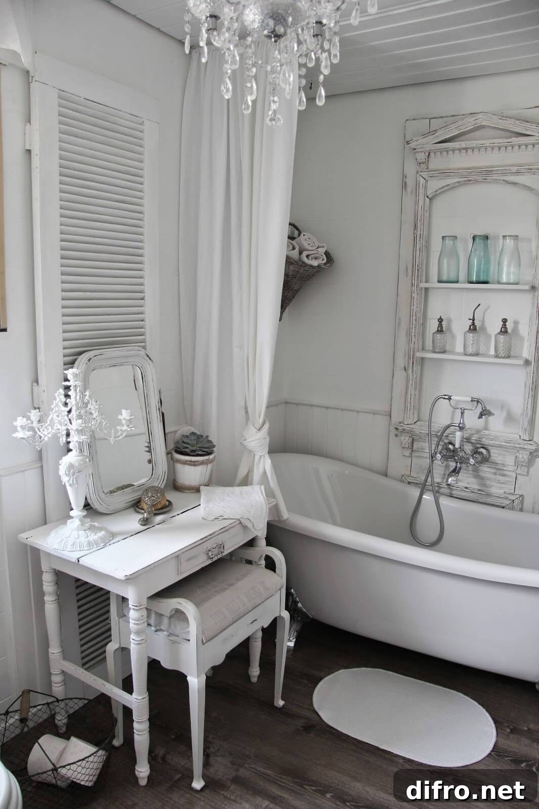 clawfoot tub in country chic bathroom