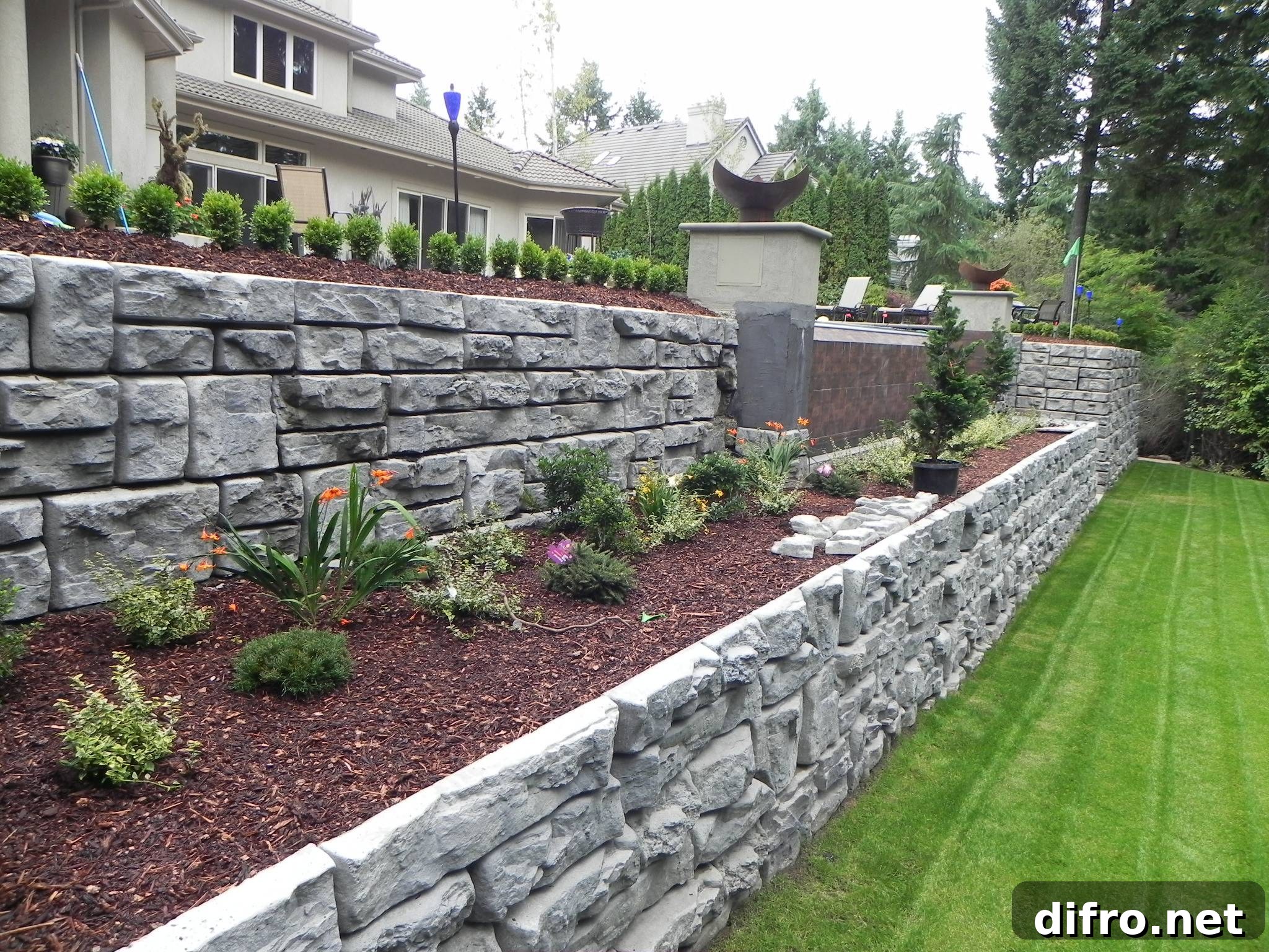 retaining wall in garden