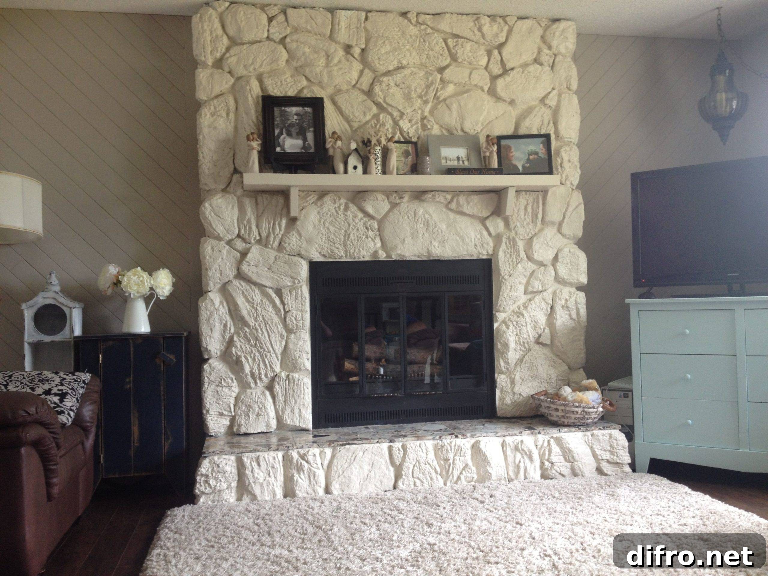 Painted Stone Wall in White