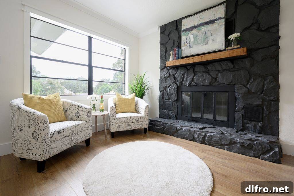 Painted Stone Wall in Black
