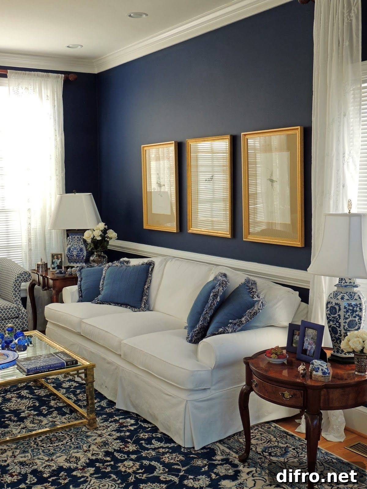 Navy and white room