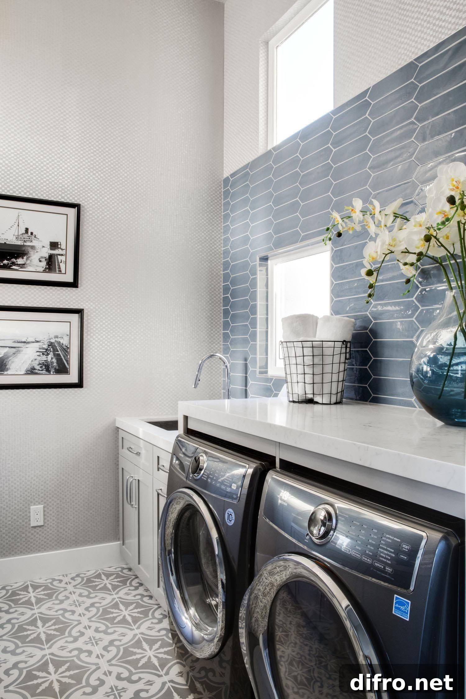 Tiled laundry room