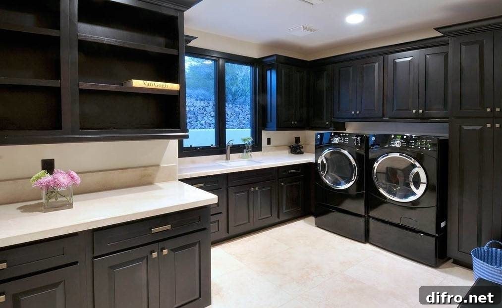 Sleek laundry room cabinets