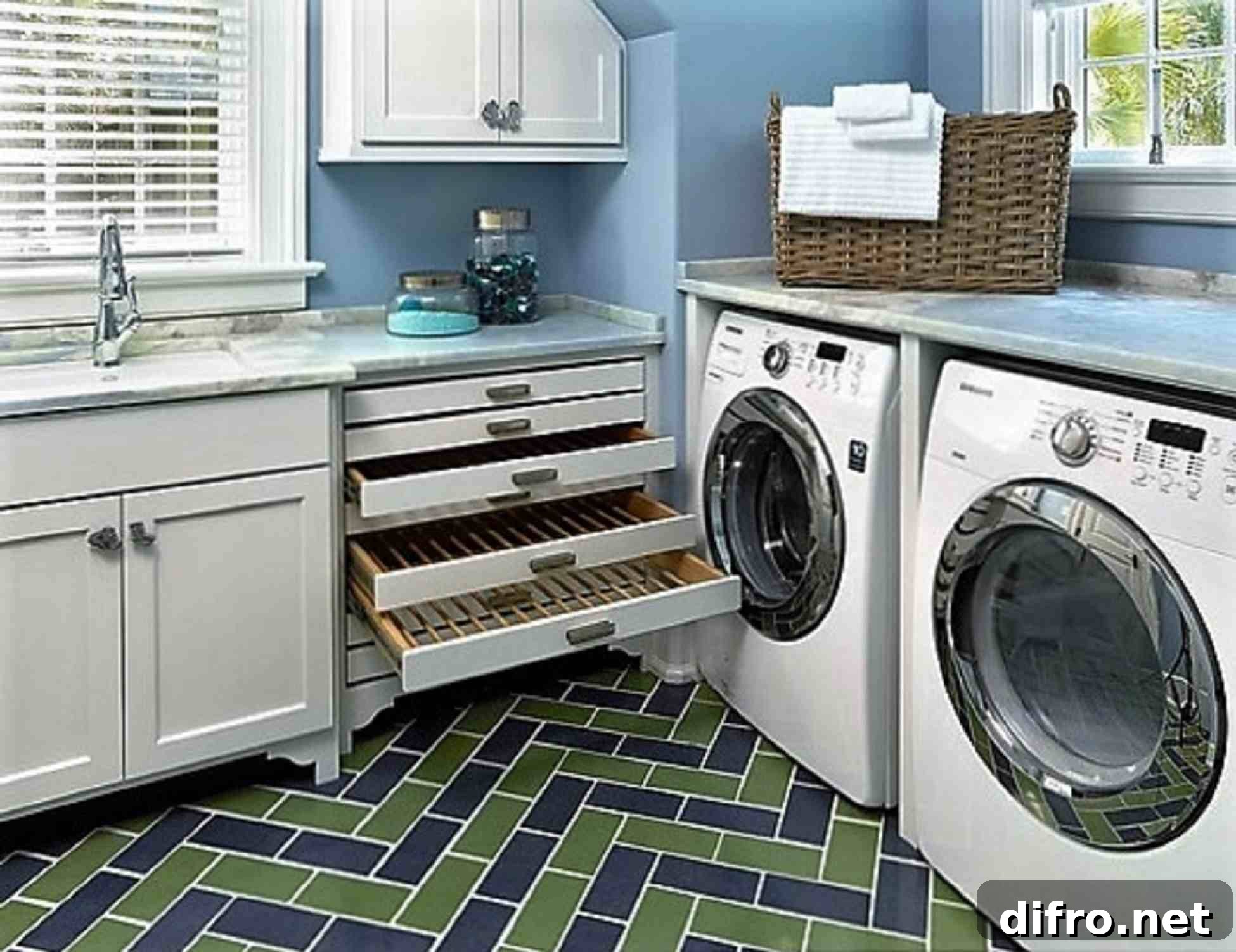 Laundry storage with drawers