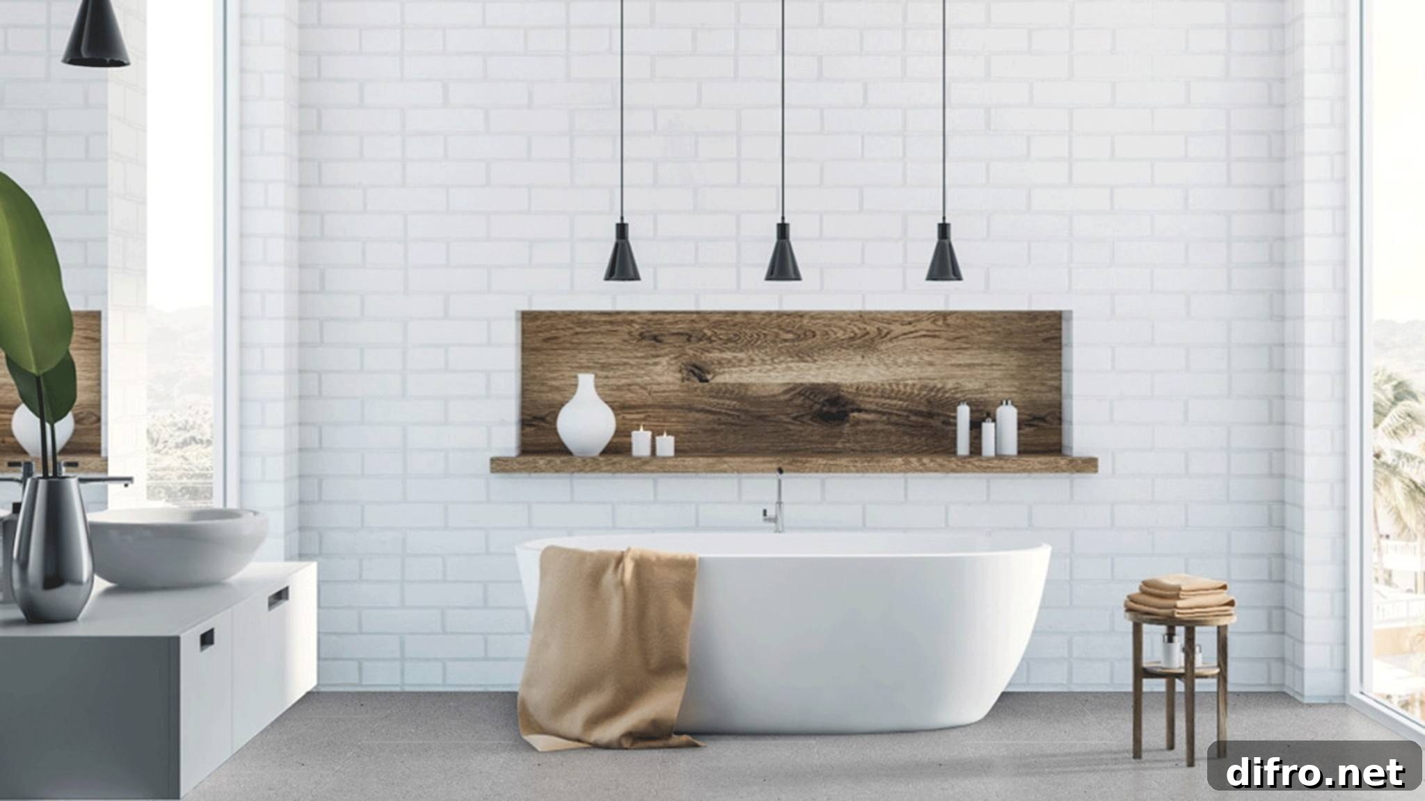 Large white soaking tub