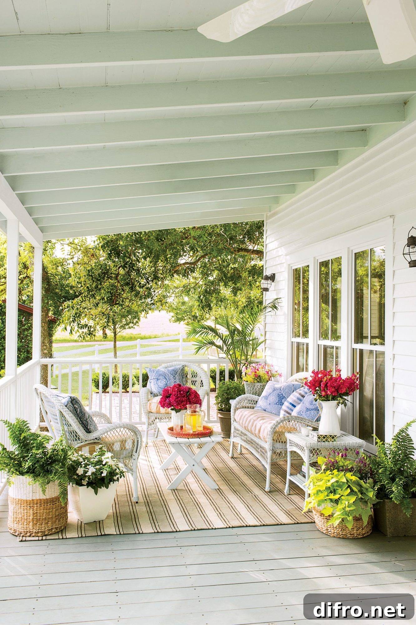 front porch with flowers