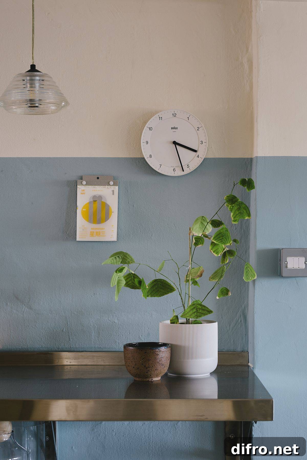 Blue and white interior walls