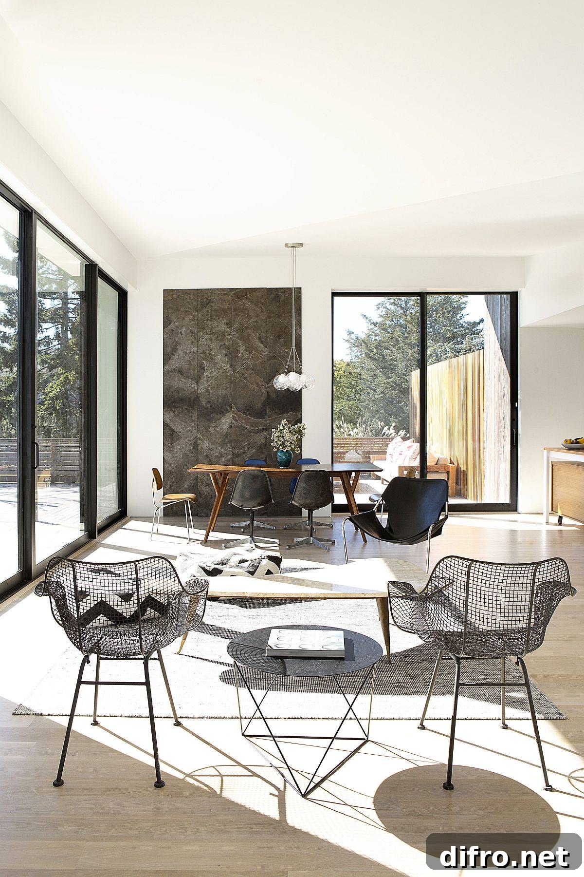 Plywood ceilings and white oak floors in the house