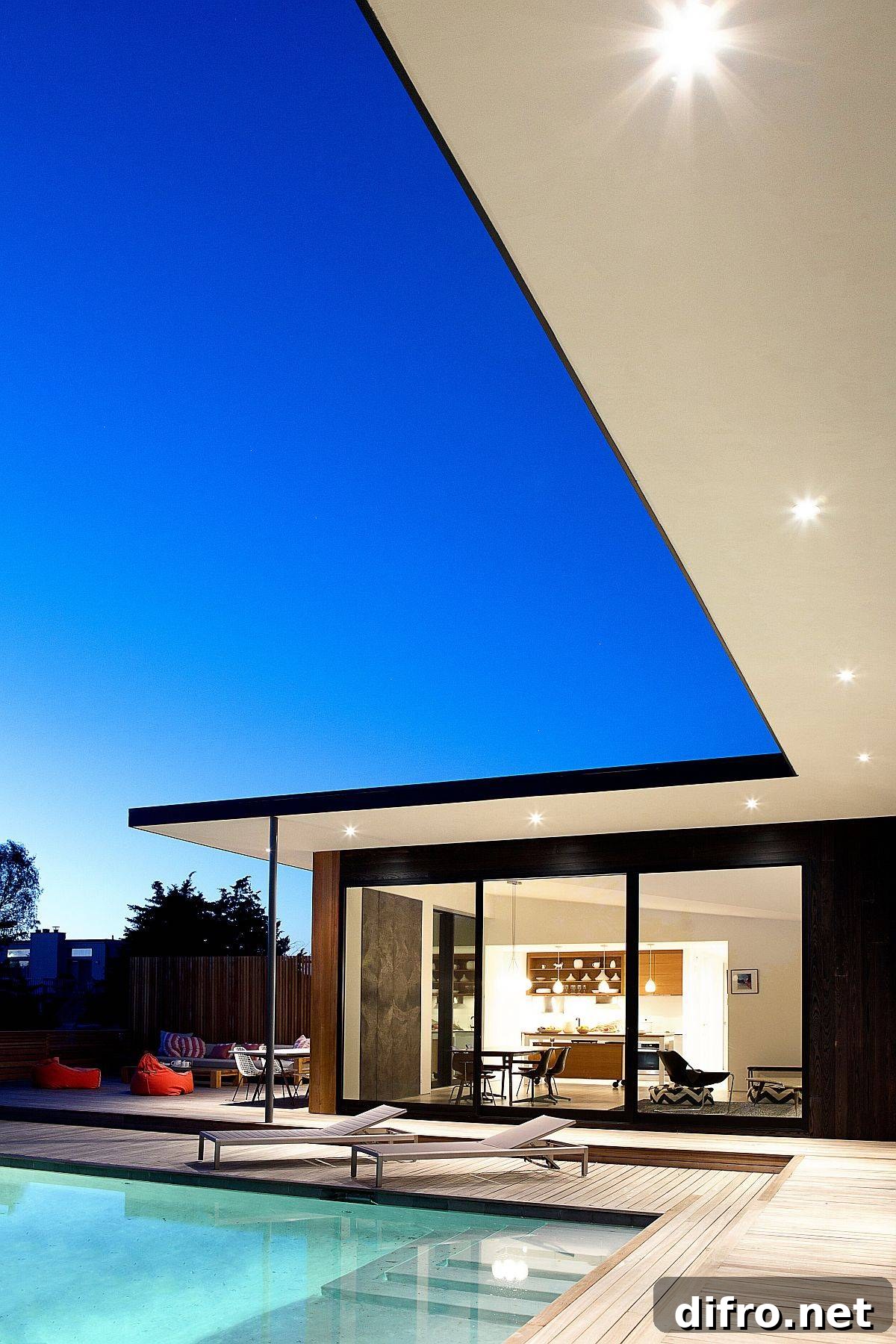 L-shaped design creates private pool courtyard