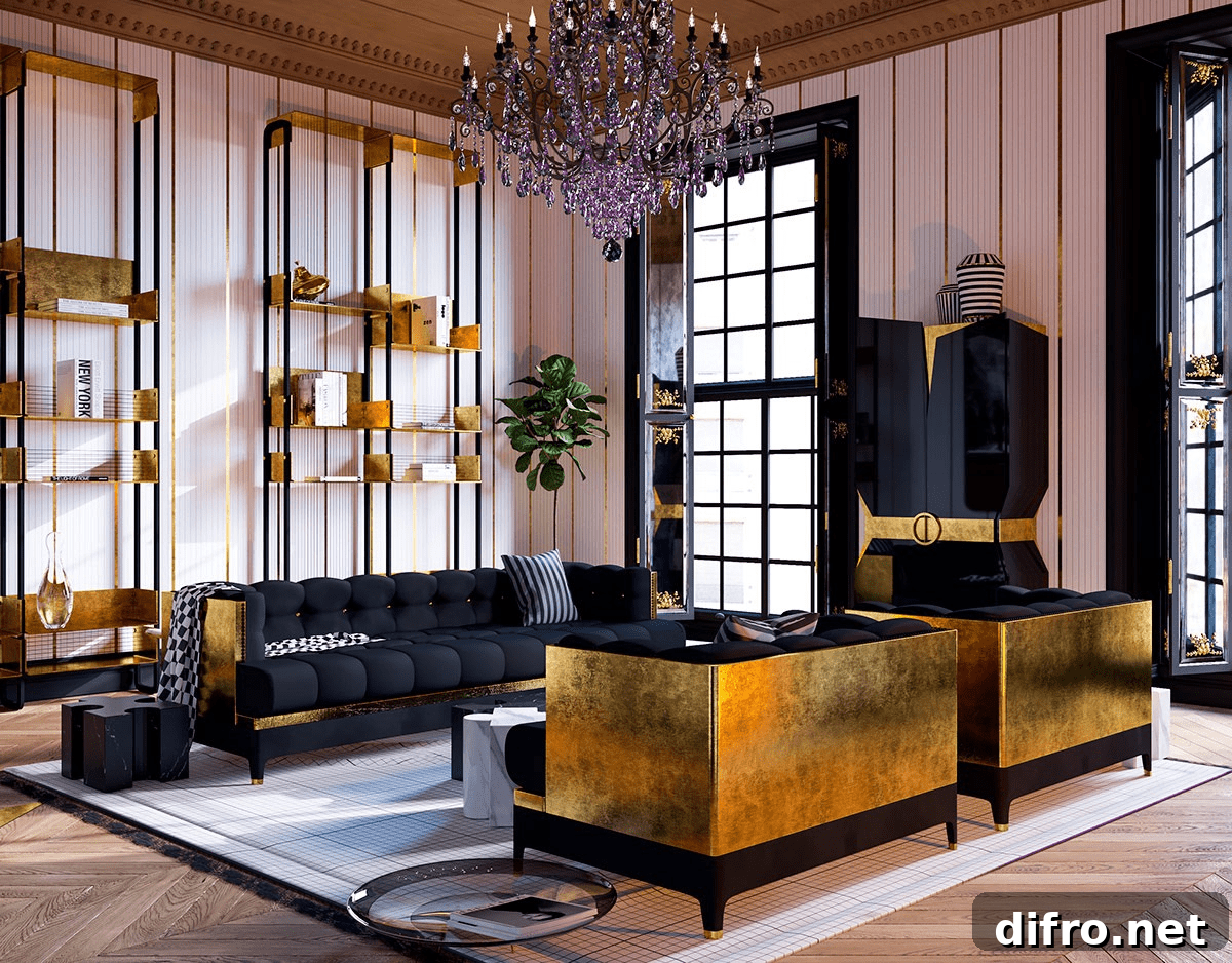 Black and dusty rose interior