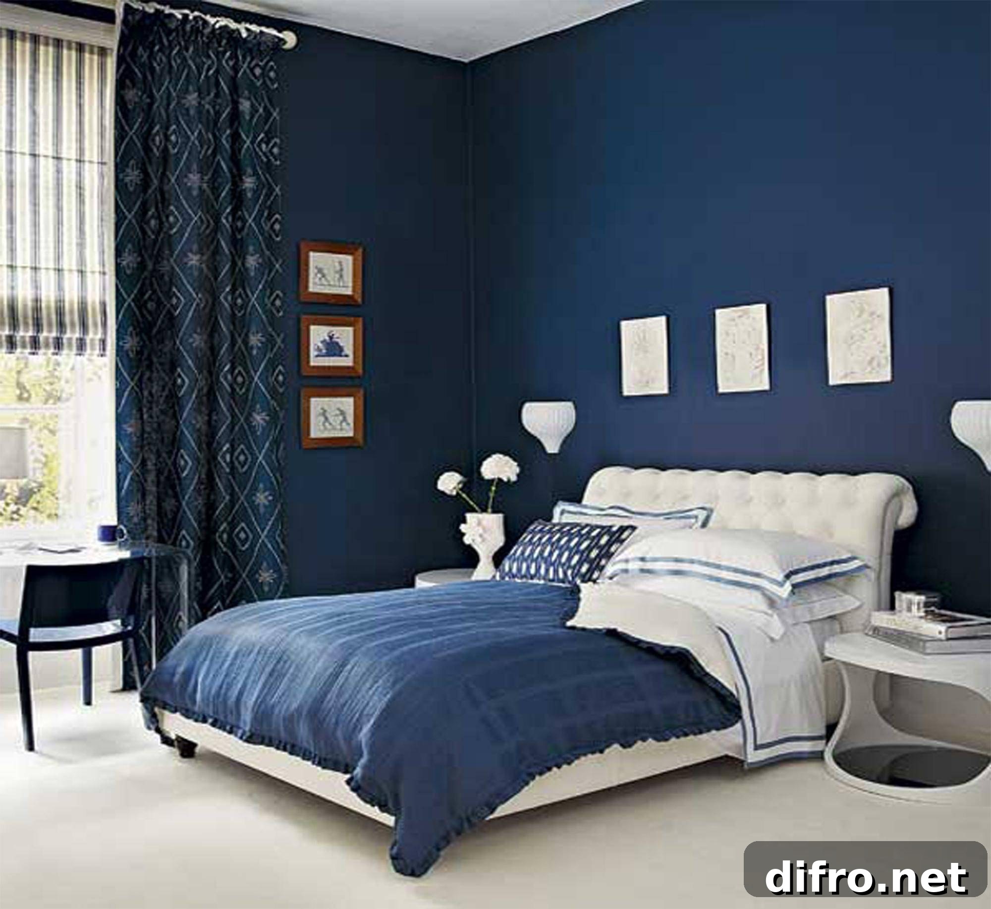 Black and navy interior