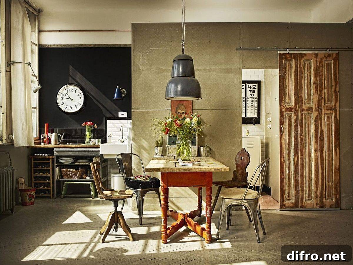 Uber-small single-wall kitchen in the corner is a space saver