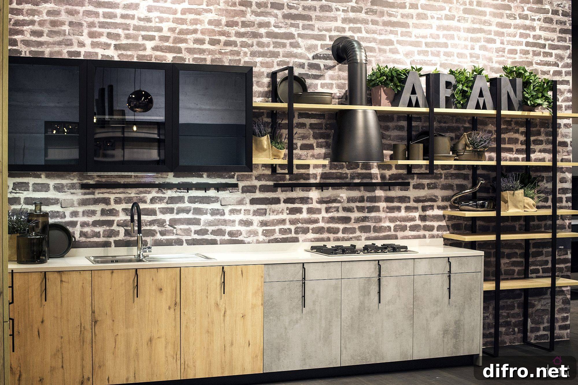 Industrial style single-wall kitchen