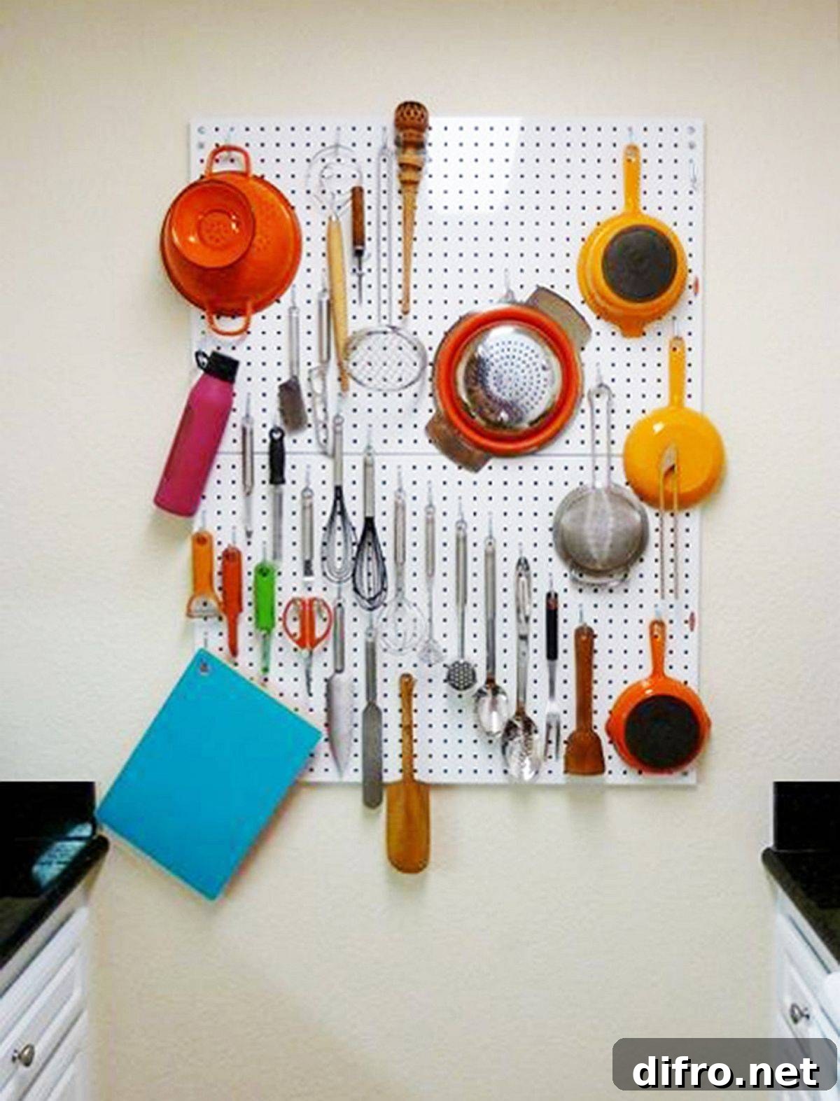 Aluminum pegboard kitchen organization unit