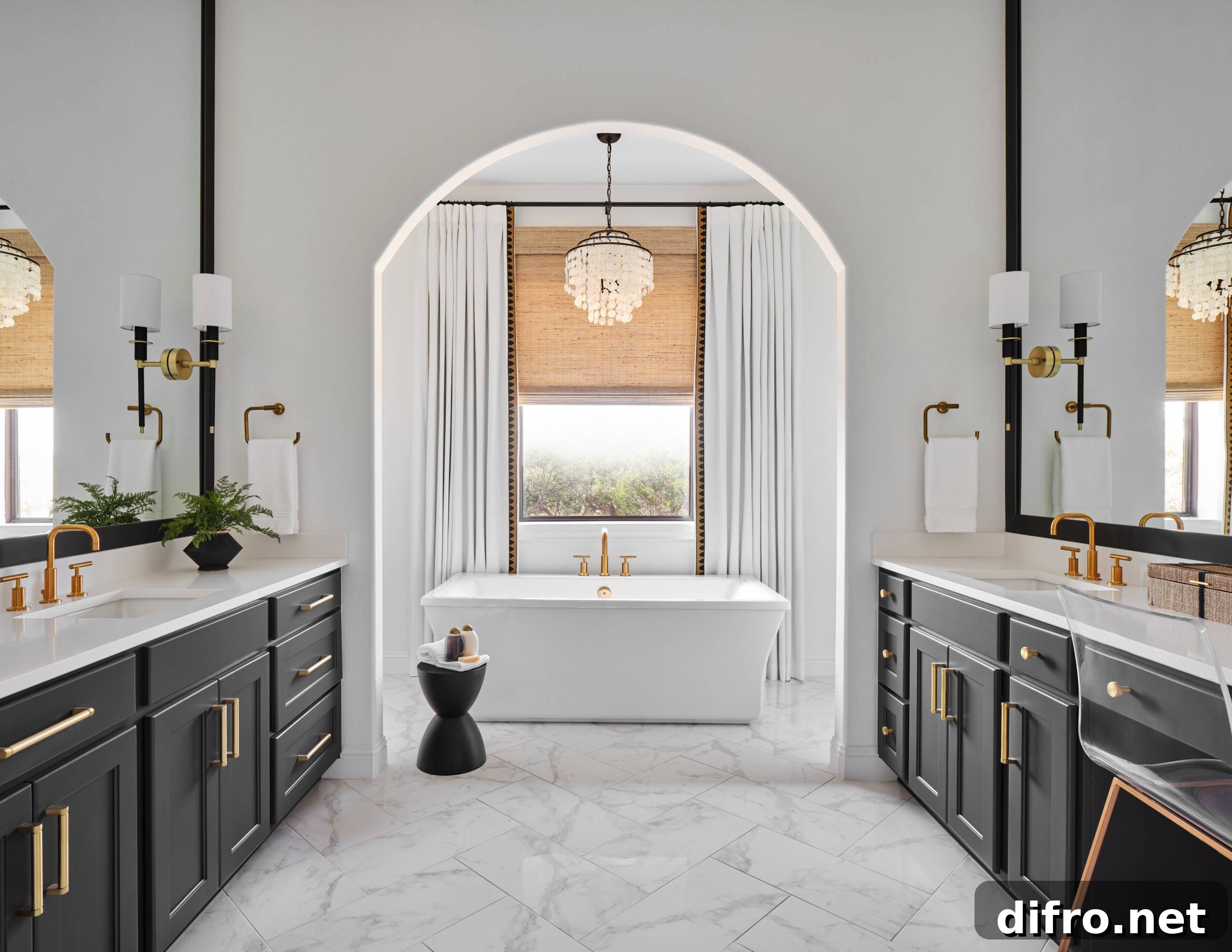 Grand archway in master bathroom