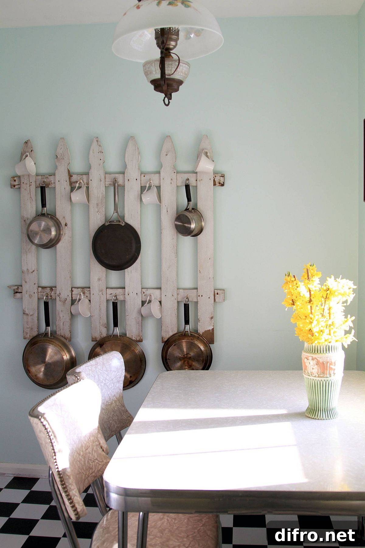 Innovative pot rack in a kitchen
