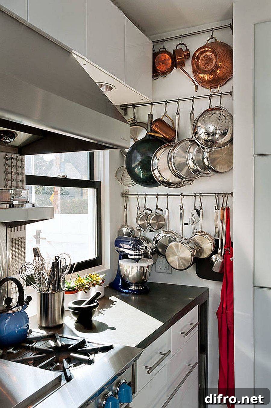 Utility rails maximizing corner kitchen space