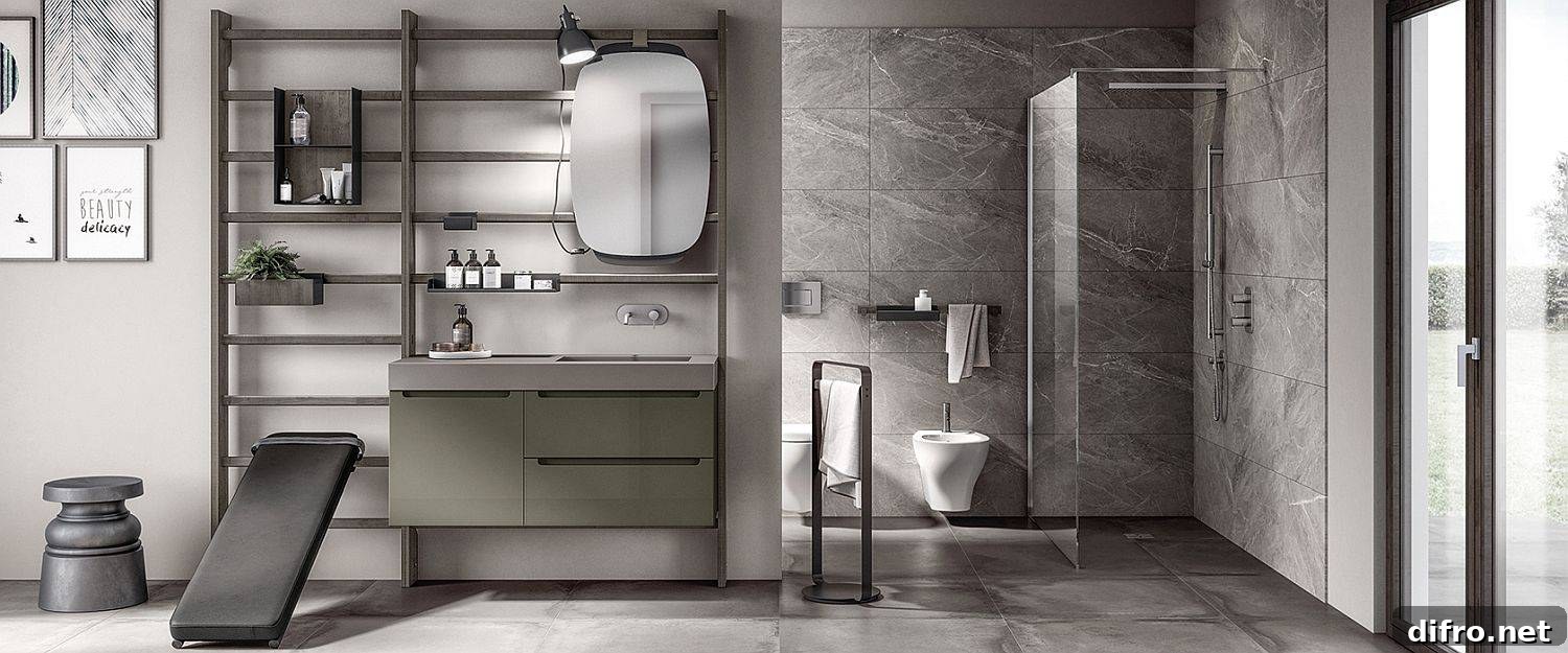 Gymnastics wall bars inspired bathroom feature