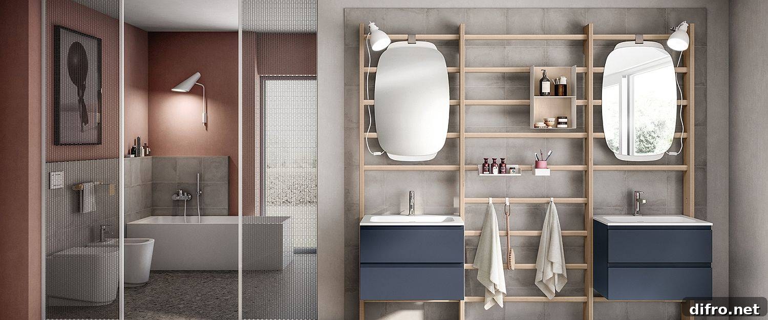 Smart bathroom space with subtle gym inspiration