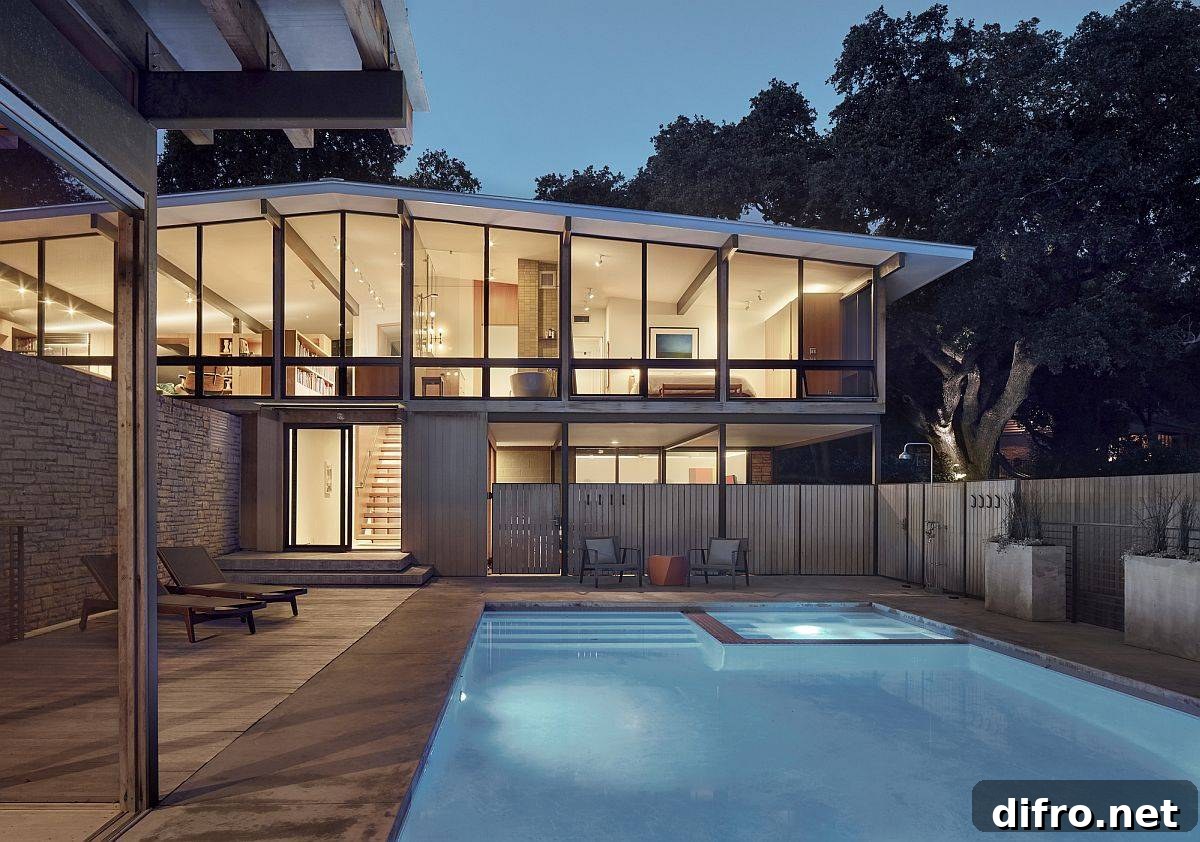 Backyard lighting and pool