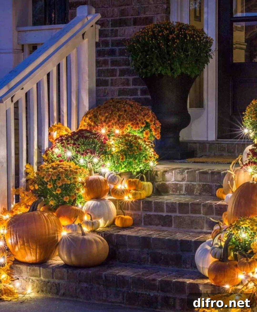 Pumpkins on steps