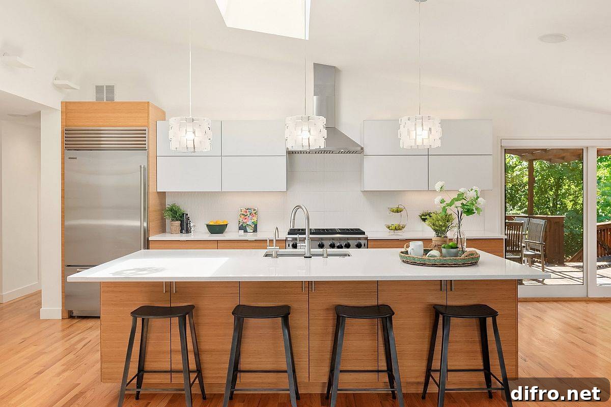 White kitchen with wood accents