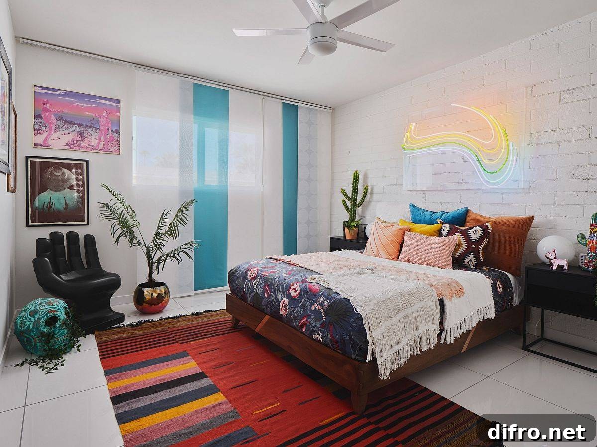Neon lights in bedroom