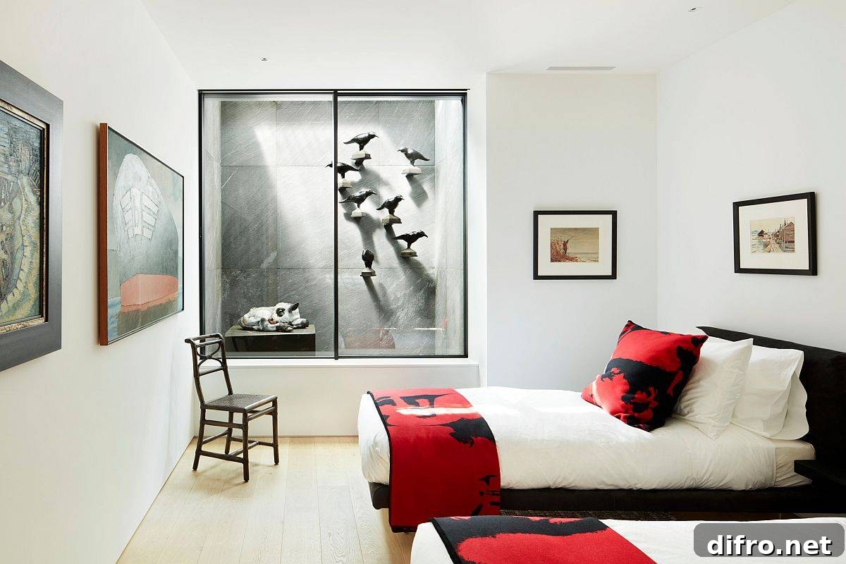 Neutral backdrop with red accents