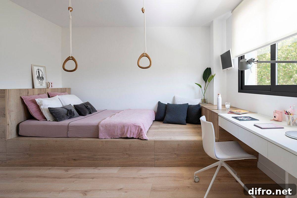 Wooden platform bed