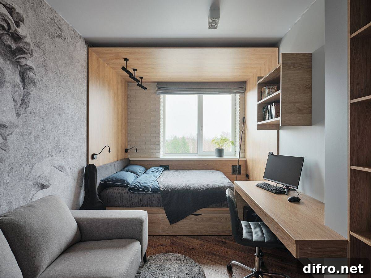 Wooden niche bed storage
