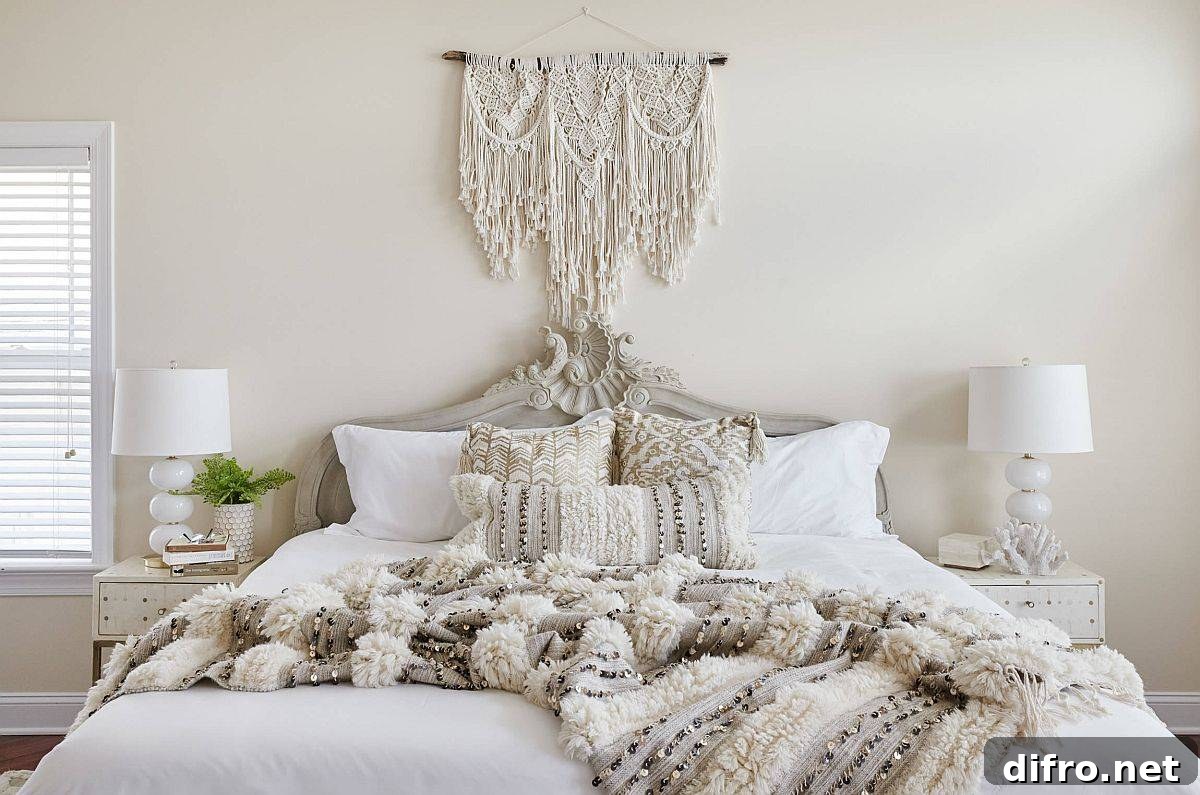 All-white shabby chic bedroom