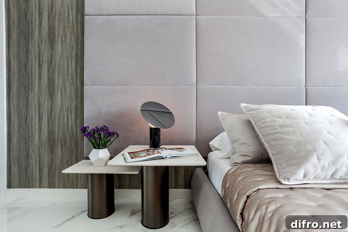 Luxury bedroom with marble floor