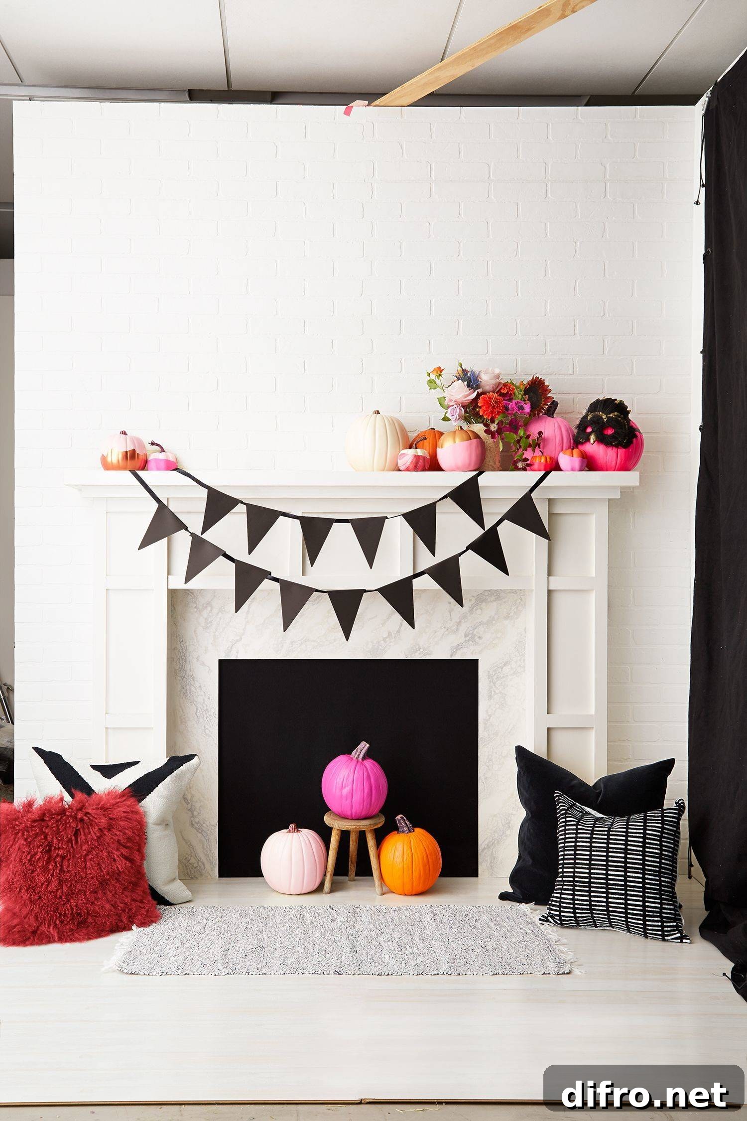 Pastel Pumpkin Mantel