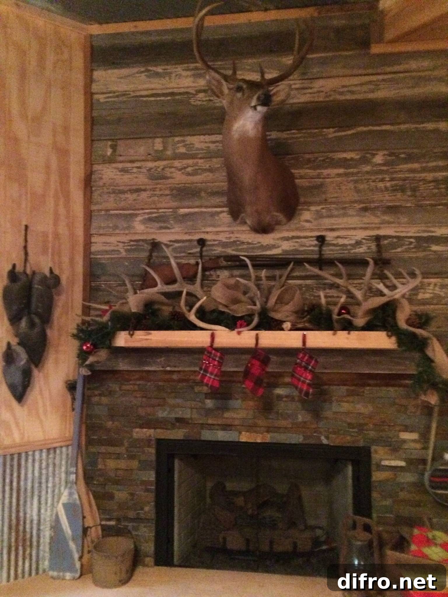 Mounted Deer Head Mantel