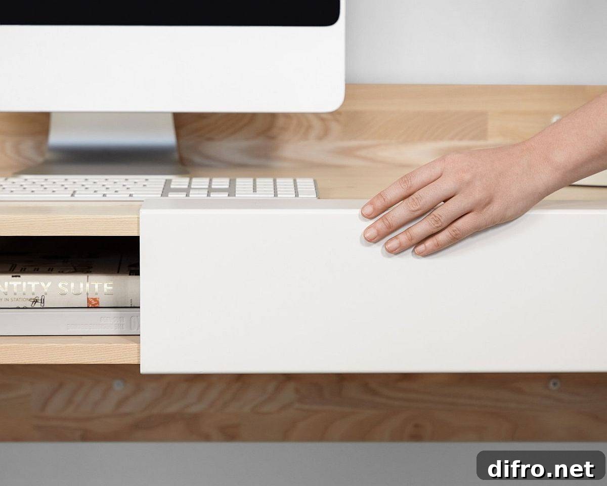 Floating desk cubbies can be closed