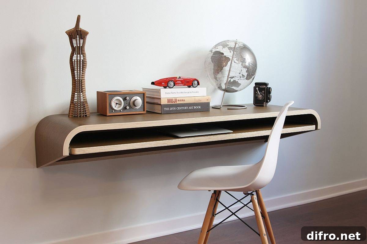 Float Wall Desk with slide-out tray