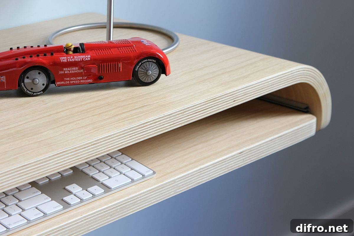 Rounded edge floating desk