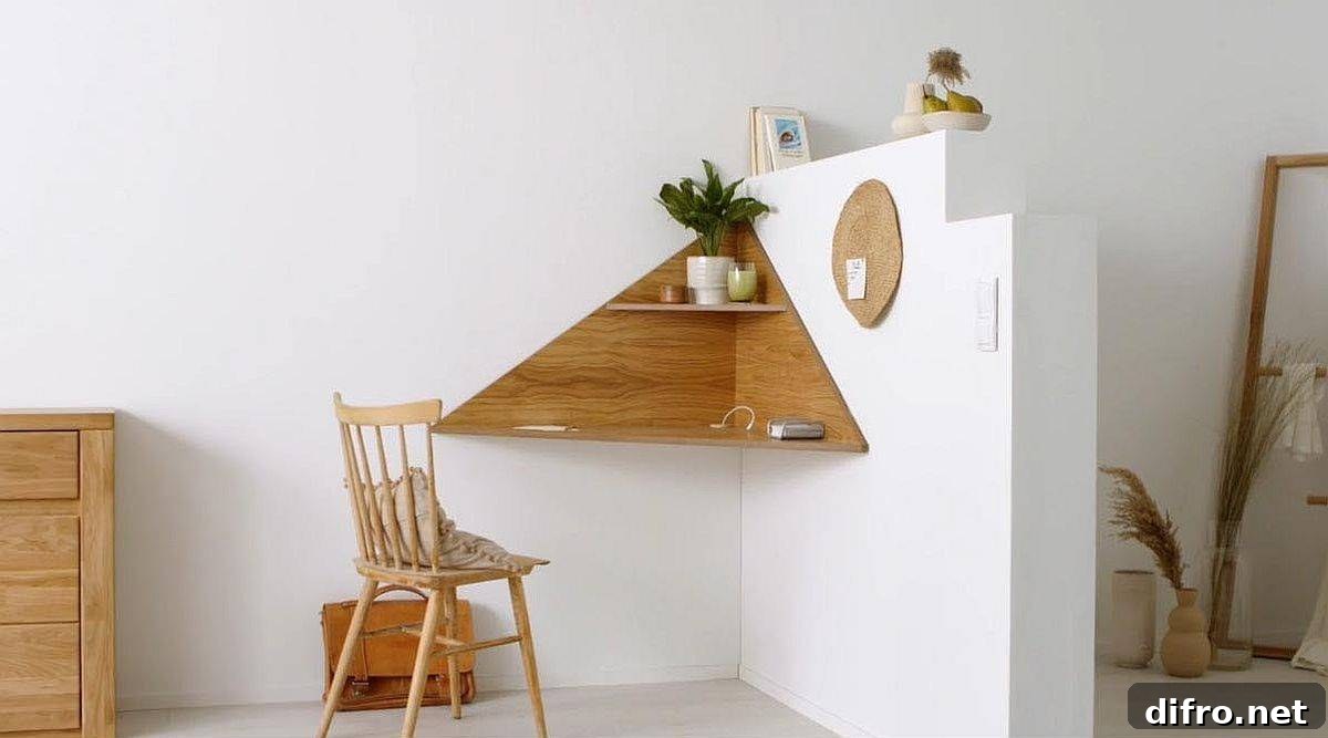 Floating corner wooden desk ANNIK