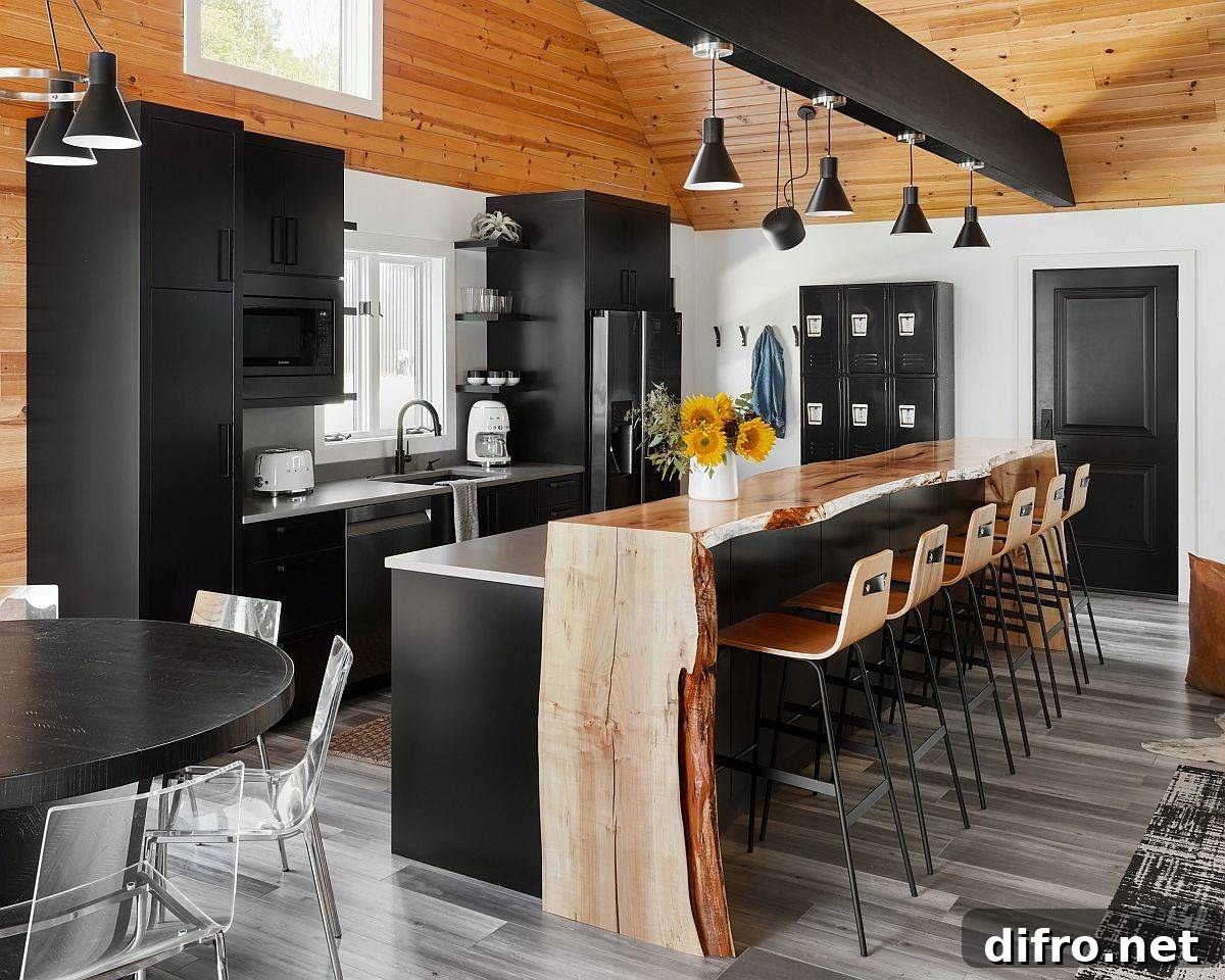 Breakfast bar in live-edge wood