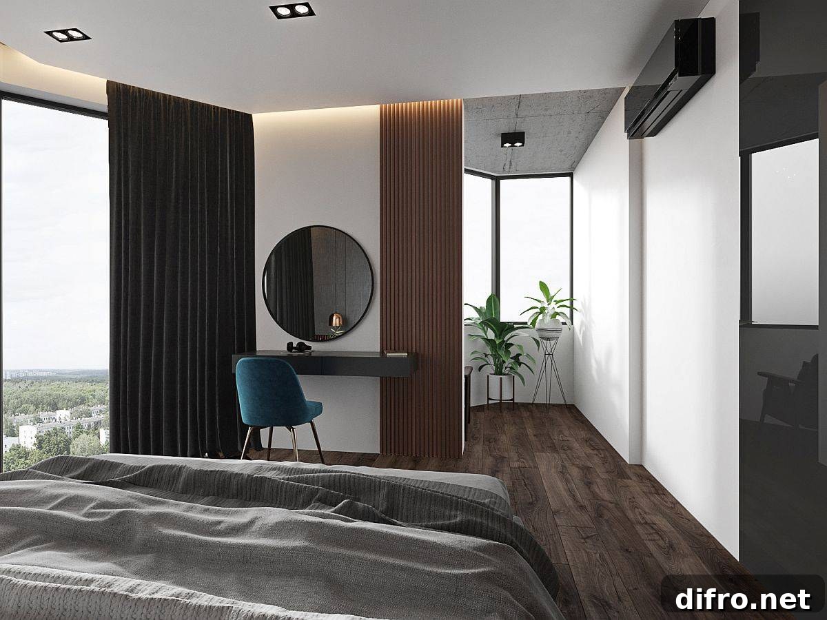 Small floating desk in the bedroom