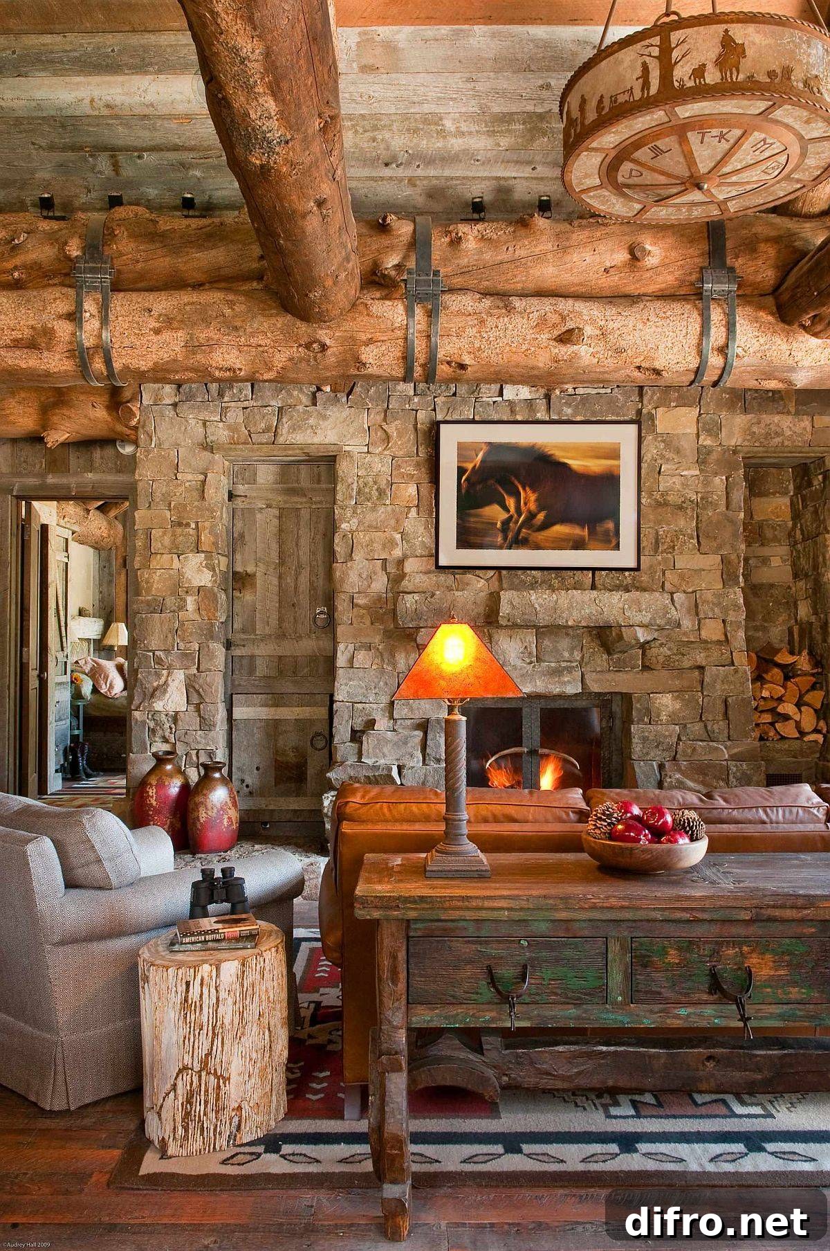 Vintage furniture and reclaimed wood decor in a rustic living space