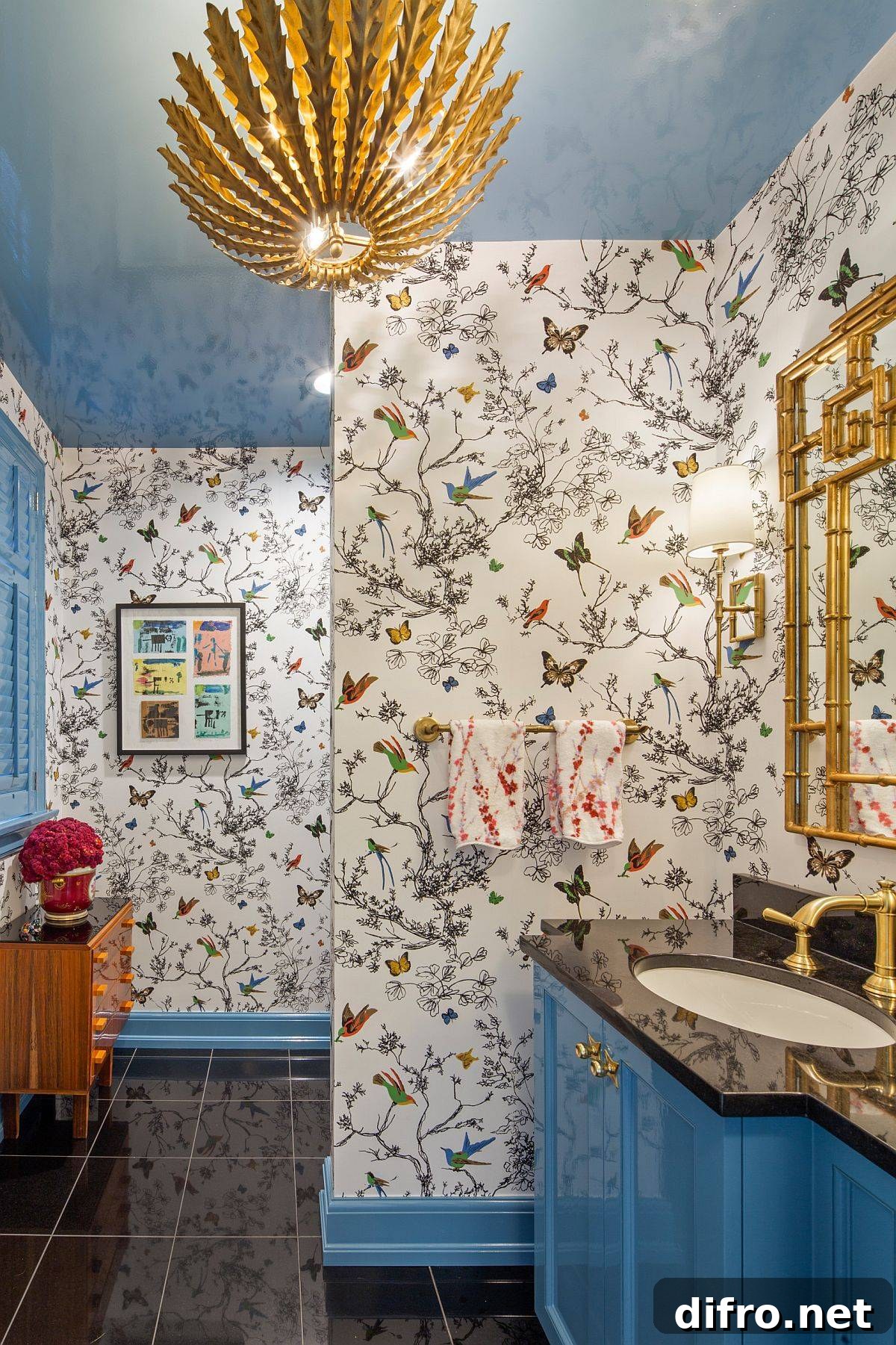 Bold nature-inspired bathroom pattern