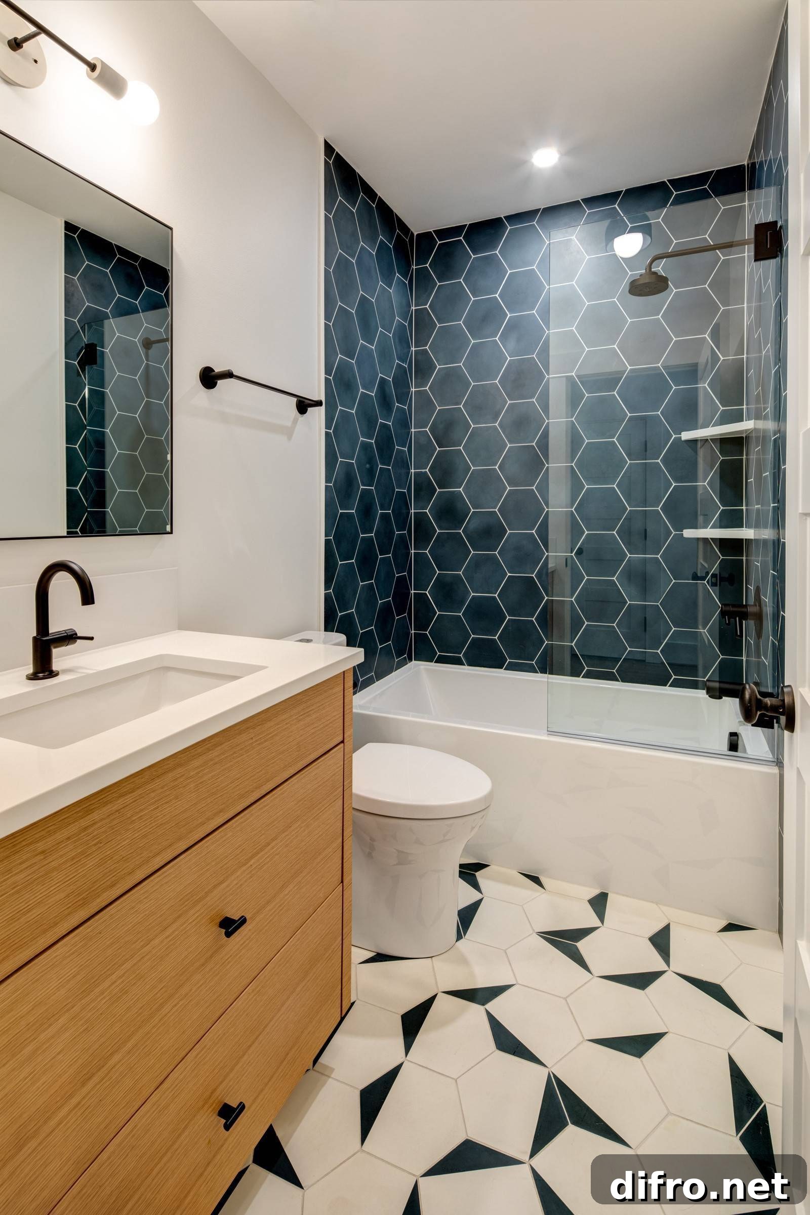 Bathroom filled with pattern