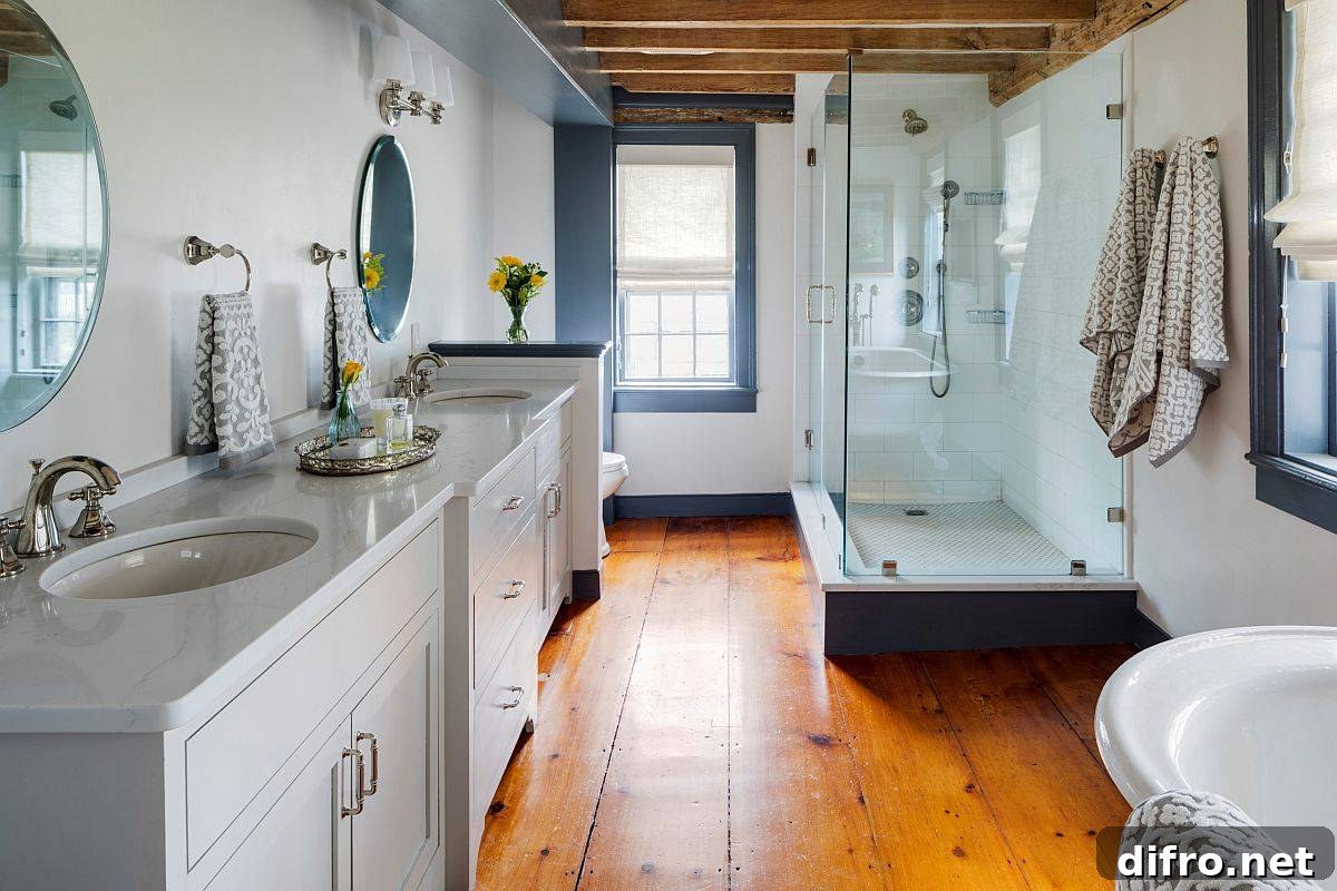Wooden bathroom floor