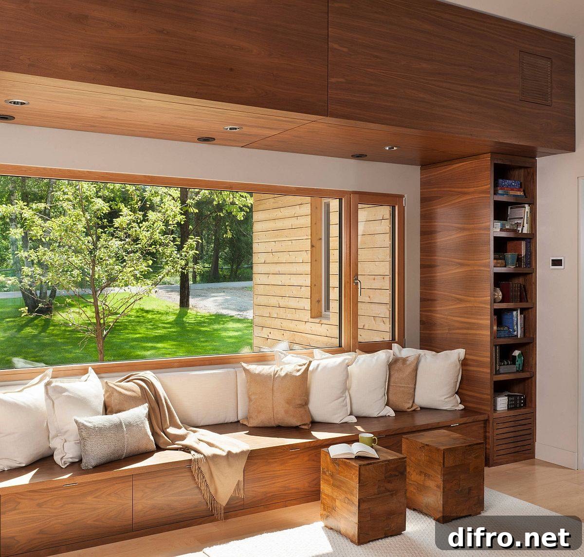 Wooden built-in benches are the most popular seating options in the small family room