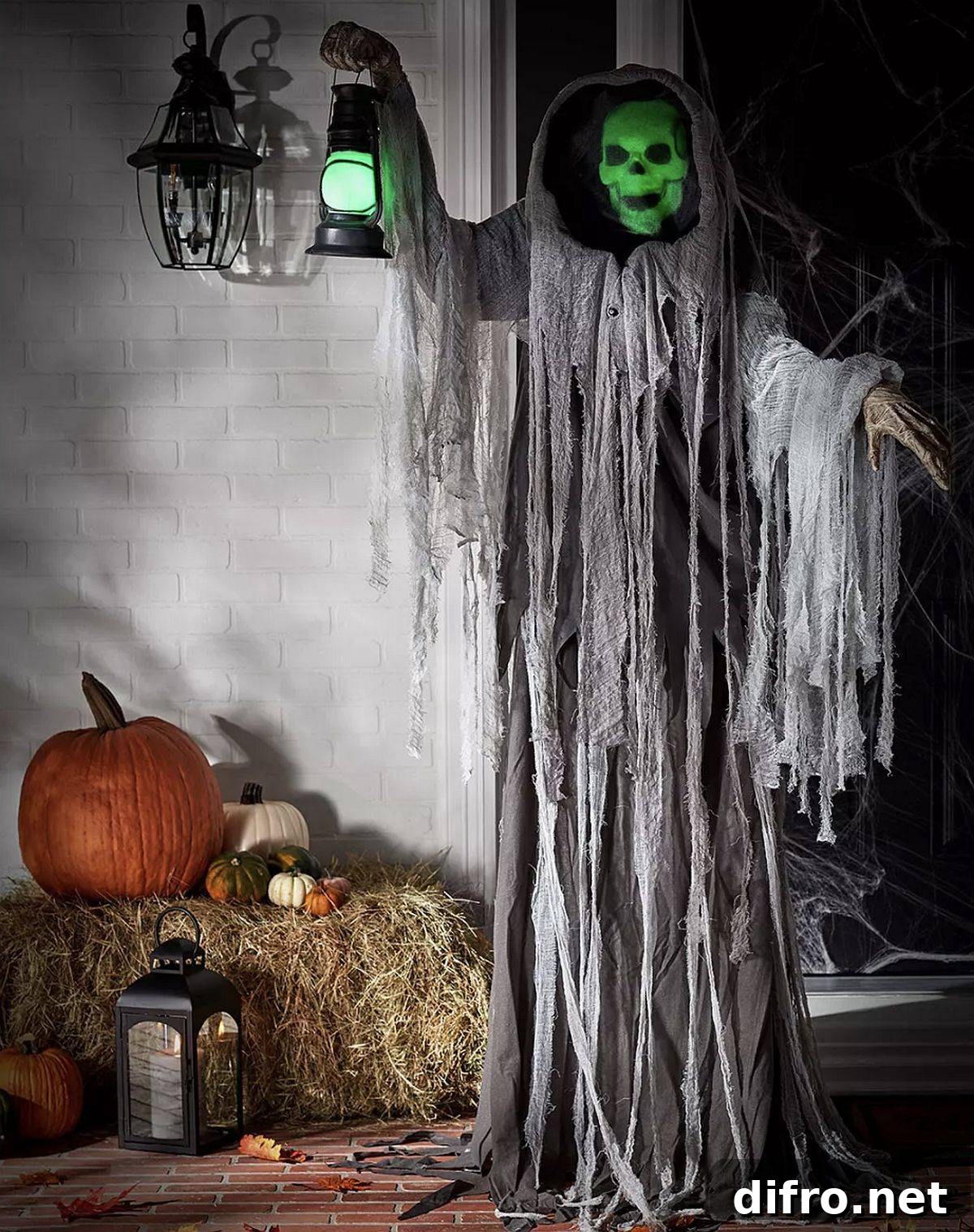Old-school Halloween decorations creating a nostalgic display