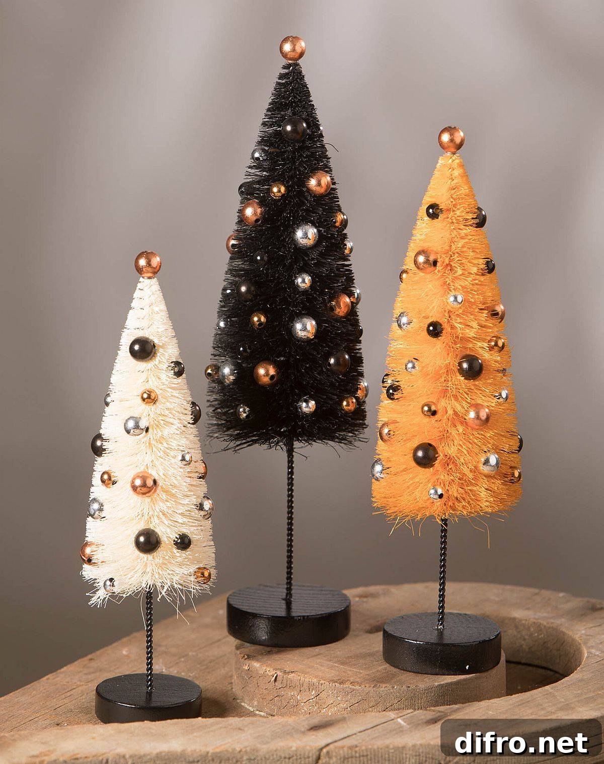 Black and orange decorative Halloween trees