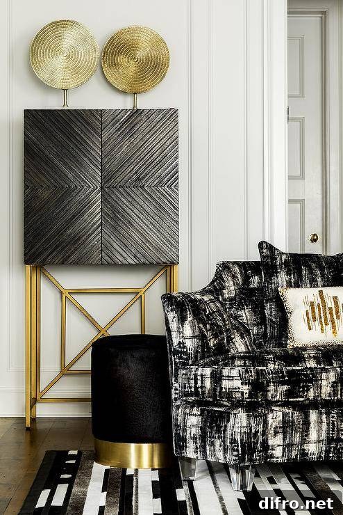Contemporary black and white living room